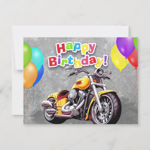 Happy birthday! biker postcard