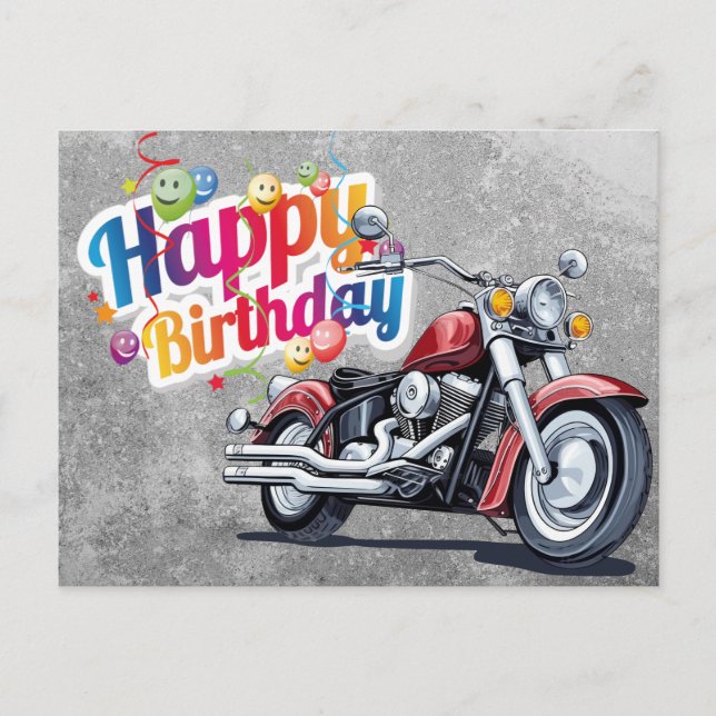 Happy birthday! biker postcard (Front)