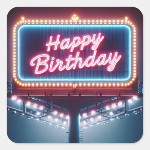 Happy Birthday Billboard Square Sticker