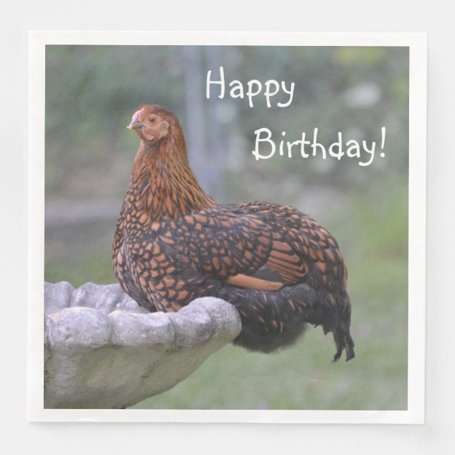 Happy Birthday Birdbath Chicken Napkin (Front)
