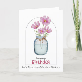 Happy Birthday Birth Month Flower Cosmos |October Thank You Card