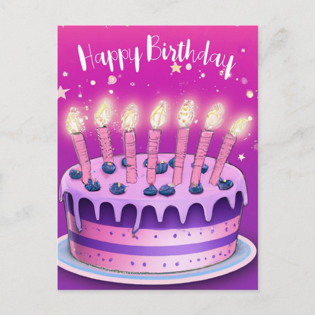 Happy Birthday birthday card with candles card (Front)
