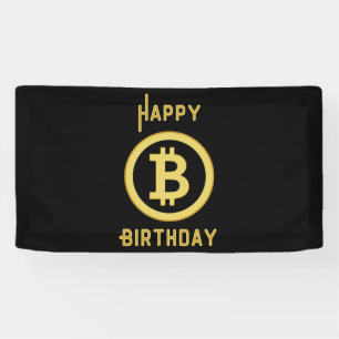 Happy Birthday Bitcoin Gold 1.6x3 Vinyl Banner