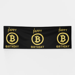 Happy Birthday Bitcoin Gold 4x12 Vinyl Banner