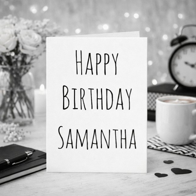 Happy Birthday Black and White For Her Holiday Card (Creator Uploaded)