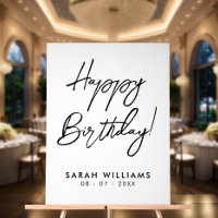 Happy Birthday Black and White Modern Script