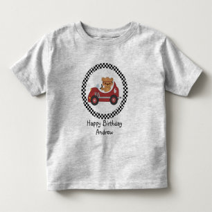Happy Birthday Black and White Racing Bear Toddler T-shirt
