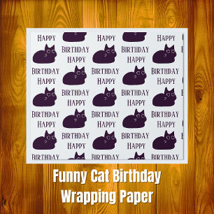 Happy Birthday Black Cat CARTOON Wrapping Paper