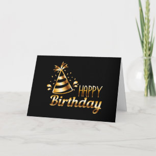 Happy Birthday - Black & Gold 3 Card