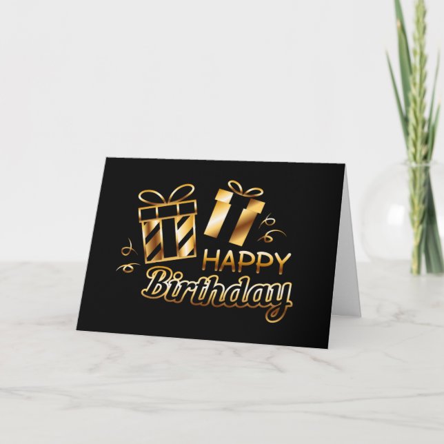 Happy Birthday - Black & Gold 4 Card (Front)