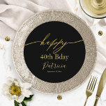 Happy Birthday Black Gold Charger Insert Card<br><div class="desc">Looking for a simple and stylish calligraphy charger insert card? Look no further! I provide a complimentary customization service,  so feel free to reach out to me with any queries or special requirements.</div>