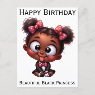 Happy birthday black princess melanin brown skin holiday postcard