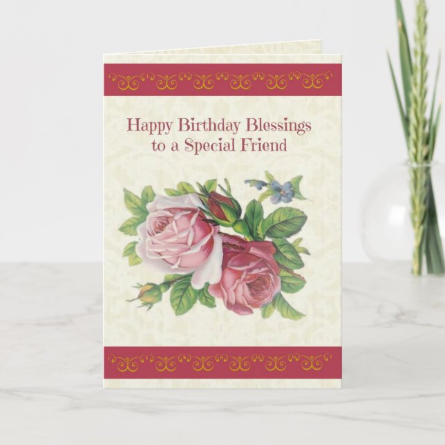 Happy Birthday Blessings to Special Friend Card (Front)