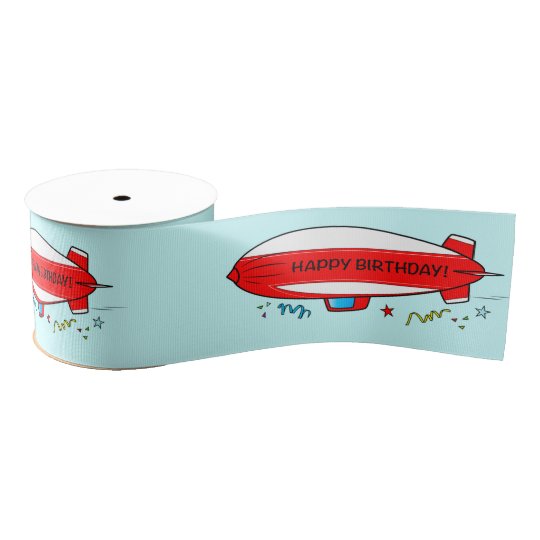 Happy Birthday Blimp Grosgrain Ribbon