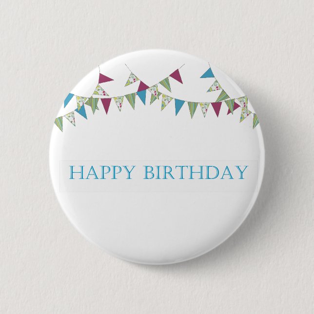 Happy Birthday - blue 2 Inch Round Button (Front)