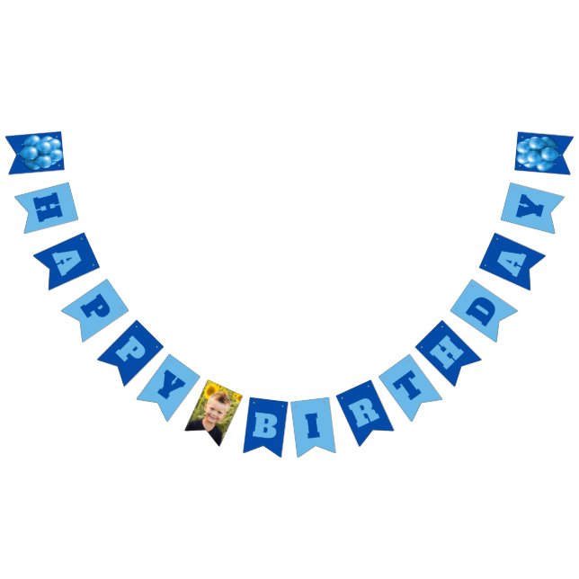 Happy Birthday Blue Boys Party Photo Bunting Flags (All)