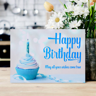 Happy Birthday Blue Cupcake Greeting Card