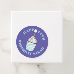 Happy Birthday Blue Cupcake Sprinkles Frosting Favour Tags