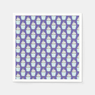 Happy Birthday Blue Cupcake Sprinkles Frosting Napkin
