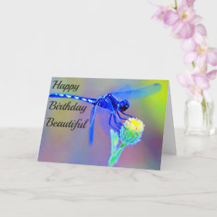 Happy Birthday Blue Dragonfly Spirit Card