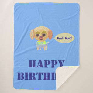 Happy Birthday Blue Fleece Blanket