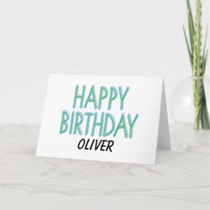Happy Birthday Blue Green Markers Personalize Name Card
