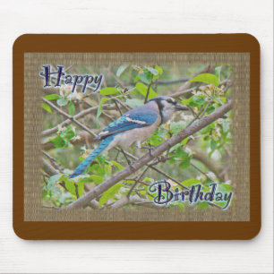 Happy Birthday Blue Jay Mouse Pad