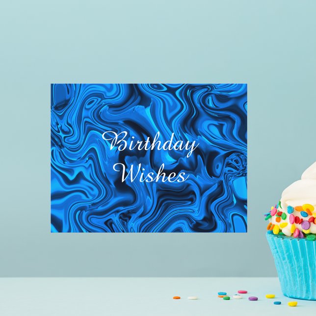 Happy Birthday Blue Modern Watercolor Art Postcard (Creator Uploaded)