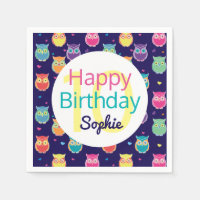 Happy Birthday Blue Owl Pattern Personalized Kids