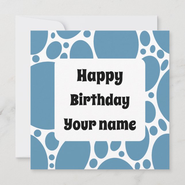 Happy birthday blue Pattern square sticker Invitation (Front)