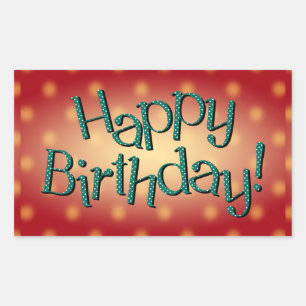 Happy Birthday Blue Polka Dot Text Red Bkgrd Sticker