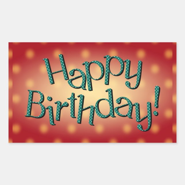 Happy Birthday Blue Polka Dot Text Red Bkgrd Sticker (Front)