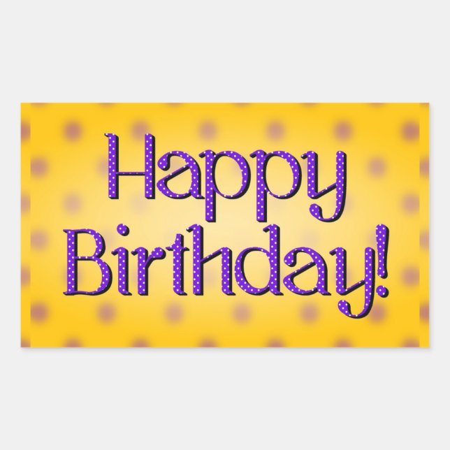 Happy Birthday Blue Polka Dot Text Yellow Bkgrd Sticker (Front)