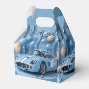 Happy Birthday Blue Race Car Balloons Favor Box
