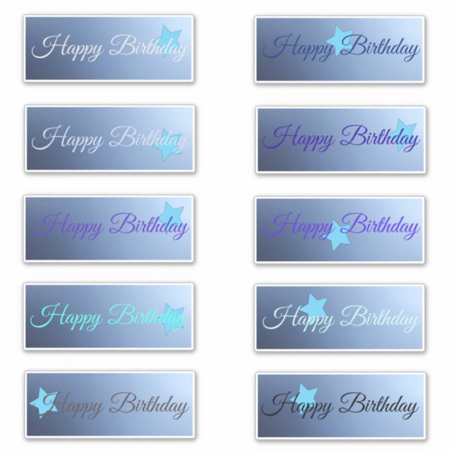 Happy Birthday Blue Star Stickers (Front)