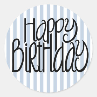 Happy Birthday Blue Stripes Sticker