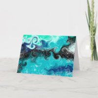 Happy Birthday Blue, Teal and Black Abstract Art