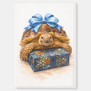 Happy Birthday Blue Watercolor Sulcata turtle Magnet