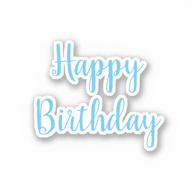 Happy Birthday Blue White Trendy Cool Simple (Front)