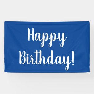 Happy Birthday Blue White Typography Banner