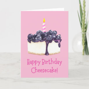 Happy Birthday Blueberry Cheesecake Pink Card