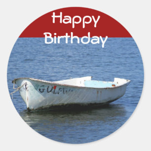 Happy Birthday, Boat Classic Round Sticker
