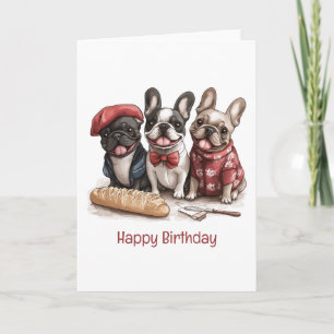 Happy Birthday Bonjour French Bulldogs Card