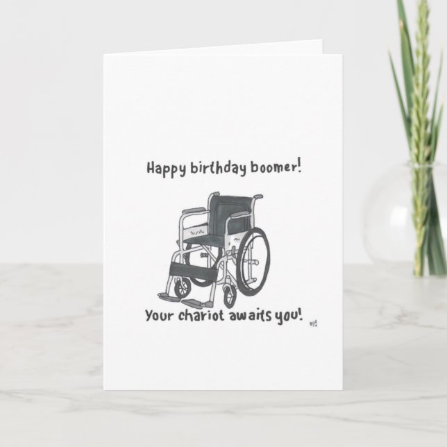 Happy Birthday Boomer Chariot Wheelchair Card (Front)