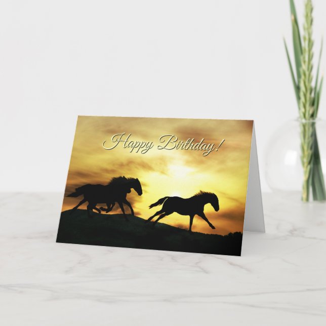 Happy  Birthday Born to Be Wild Horse Birthday Card (Front)