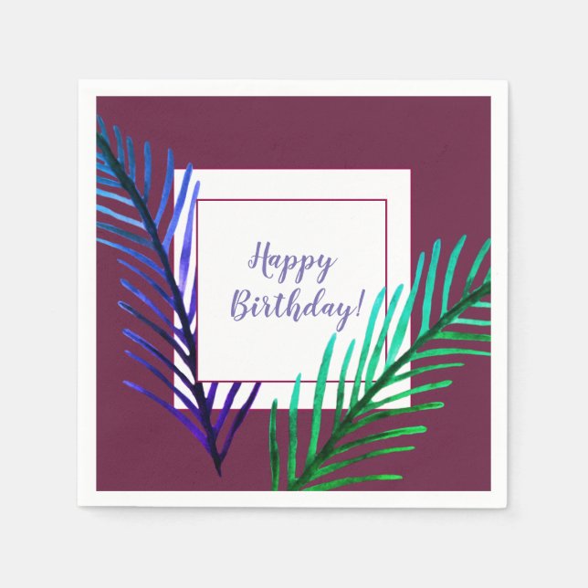 Happy Birthday Botanical Official  Paper Napkins (Front)
