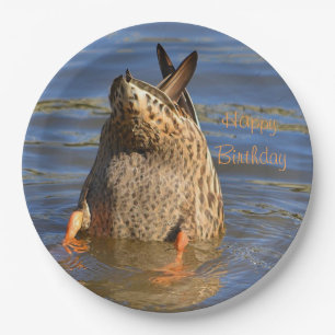 Happy Birthday Bottoms Up Duck Paper Plate