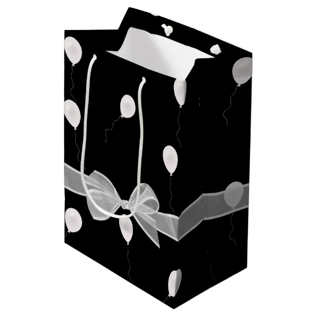 Happy Birthday Bow and Balloons   Medium Gift Bag (Front Angled)