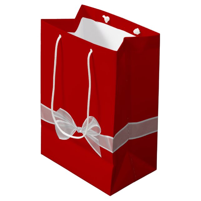 Happy Birthday Bow on Red  Medium Gift Bag (Front Angled)