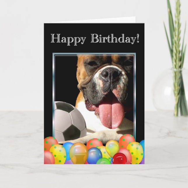 Happy Birthday boxer dog greeting card (Front)